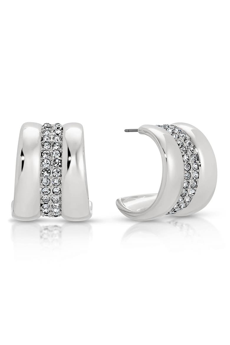 Pavé Center Hoop Earrings, Main, color, SILVER