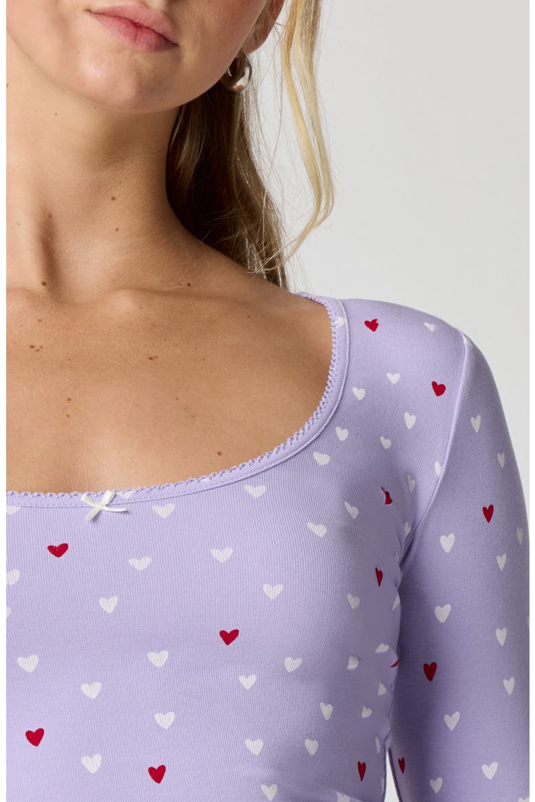 Holidaze Rib Sleep Top, Alternate, color, PURPLE MULTI HEART
