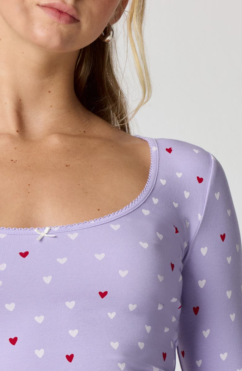 Florence by Mills Holidaze Rib Sleep Top, Alternate, color, Purple Multi Heart