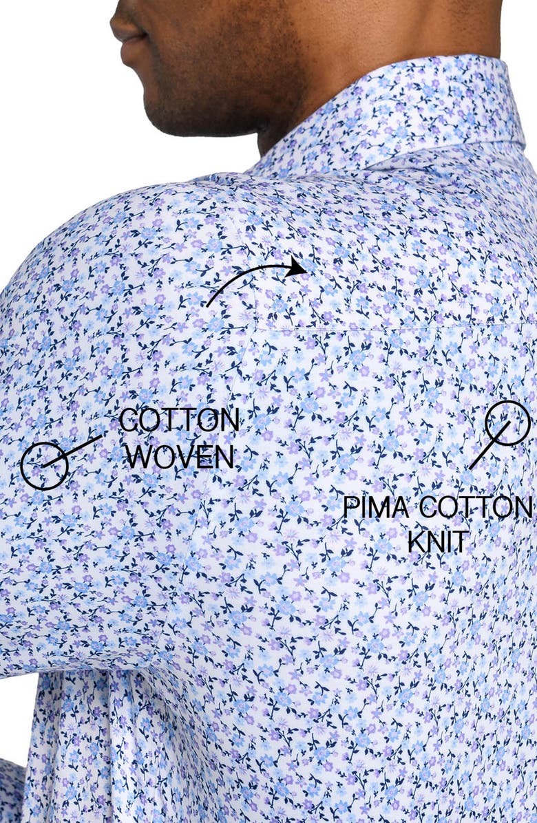 W.R.K Slim Fit Floral Stem Reworked Button-Up Shirt, Alternate, color, White/ Purple