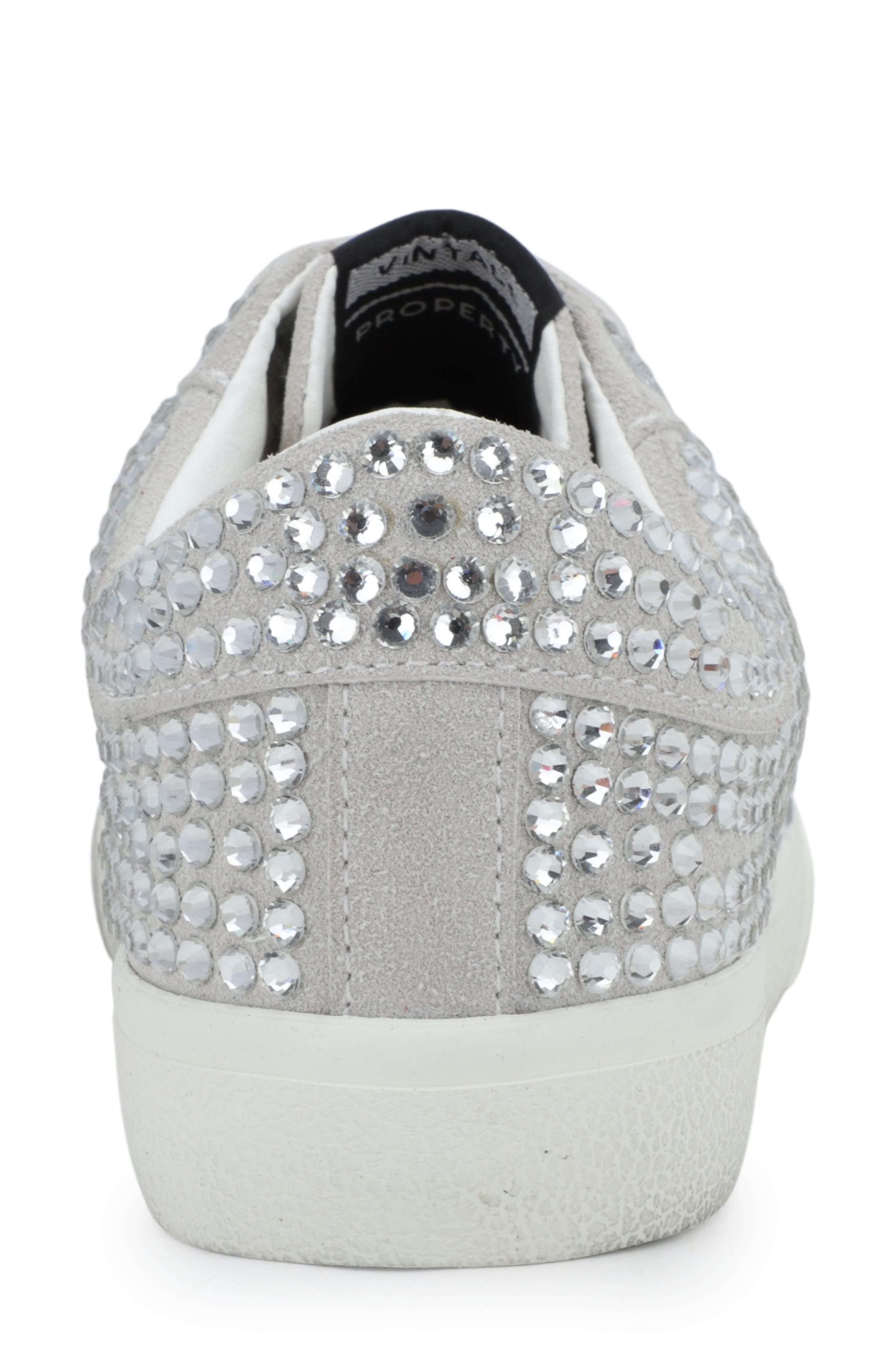 Grande Low Lace Up Sneaker, Alternate, color, SILVER FULL RHINESTONE