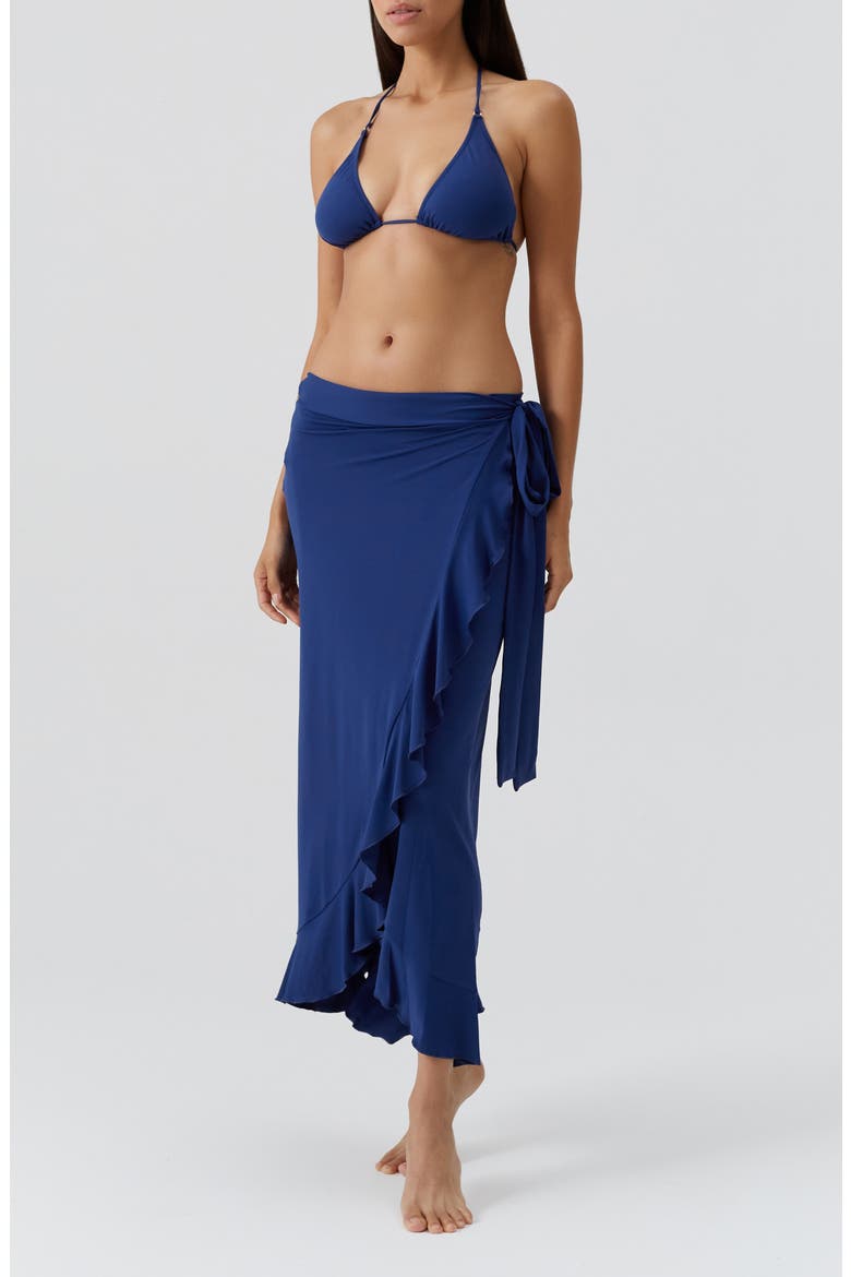Cassidy Ruffle Cover-Up Wrap Skirt, Main, color, MARINE