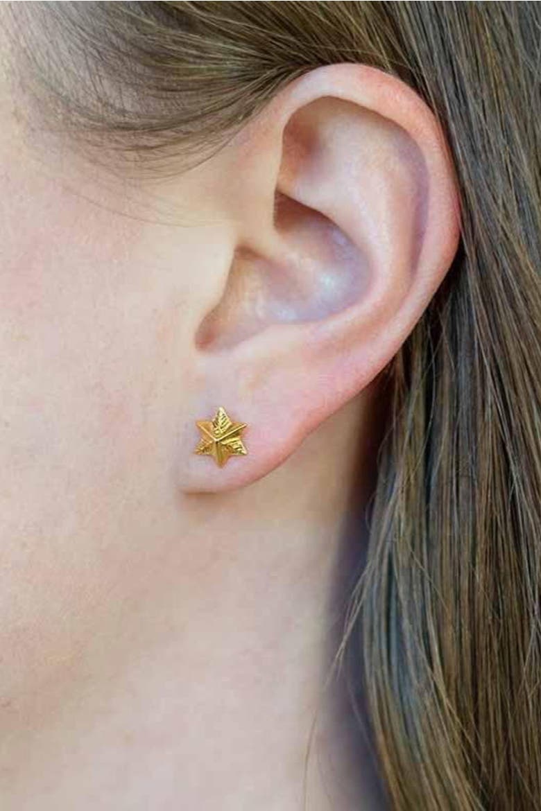 Six-Pointed Star Stud Earrings, Alternate, color, Gold