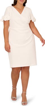 Adrianna Papell Floral Sleeve Crepe Sheath Dress