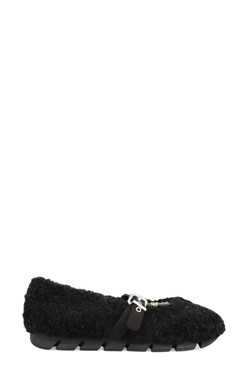 Mia Kayti Faux Shearling Mary Jane Flat In Black