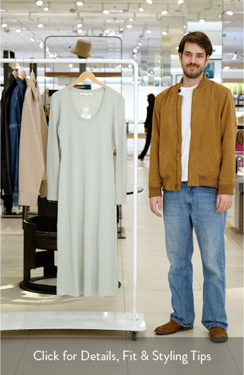 Long Sleeve Metallic Knit Dress, sales video thumbnail