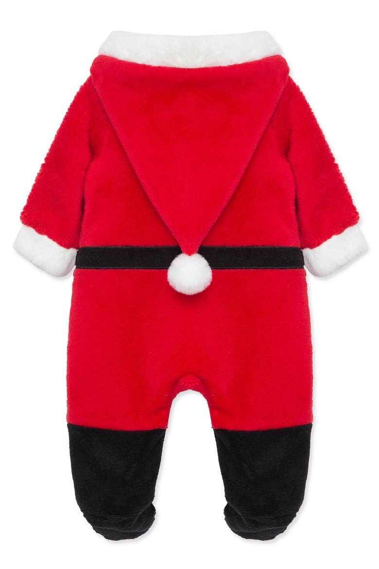 Santa Hooded Minky Fleece Footie, Alternate, color, RED