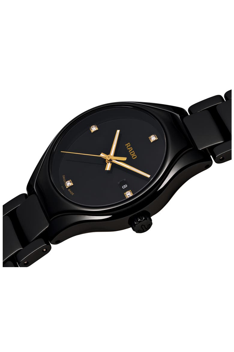 True Diamond Ceramic Bracelet Watch, 30mm, Alternate, color, TITANIUM