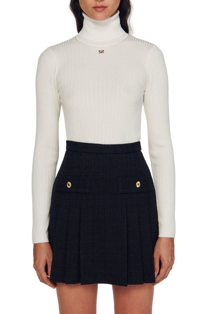 SANDRO Katyna High Waist Tweed Skirt, Alternate, color, 