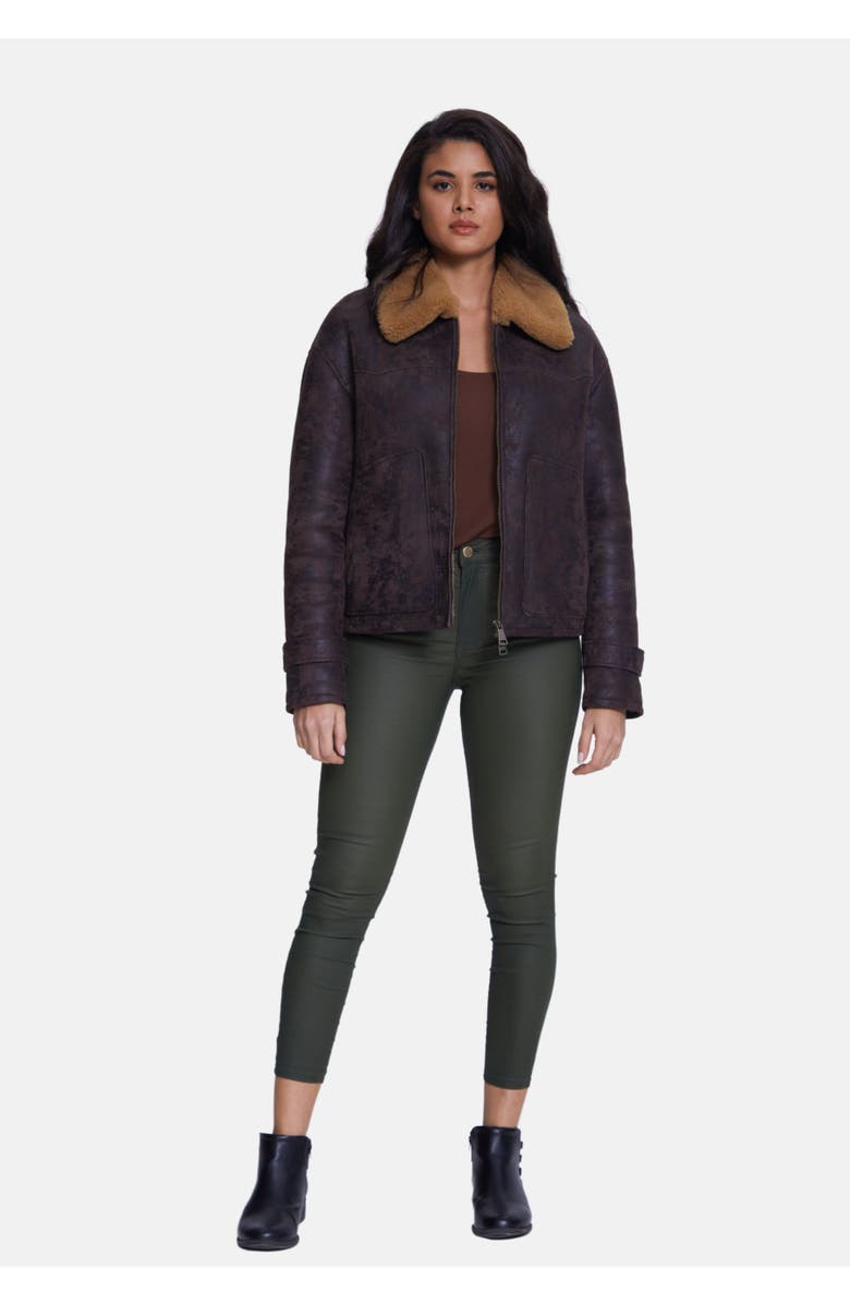 Furniq UK Eleanor Sheepskin Jacket, Alternate, color, Brown