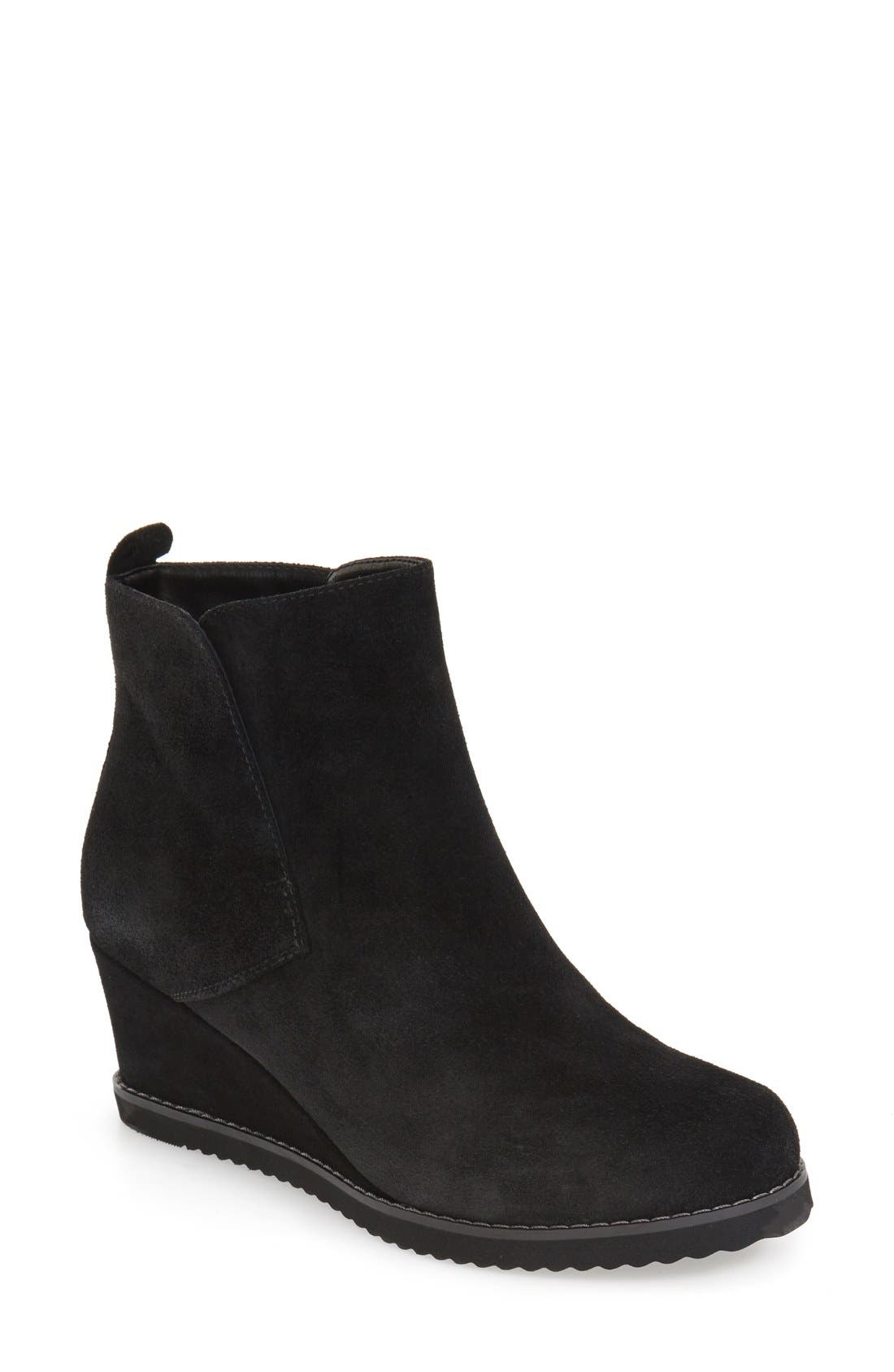 'Karla' Waterproof Wedge Bootie, Main, color, BLACK SUEDE
