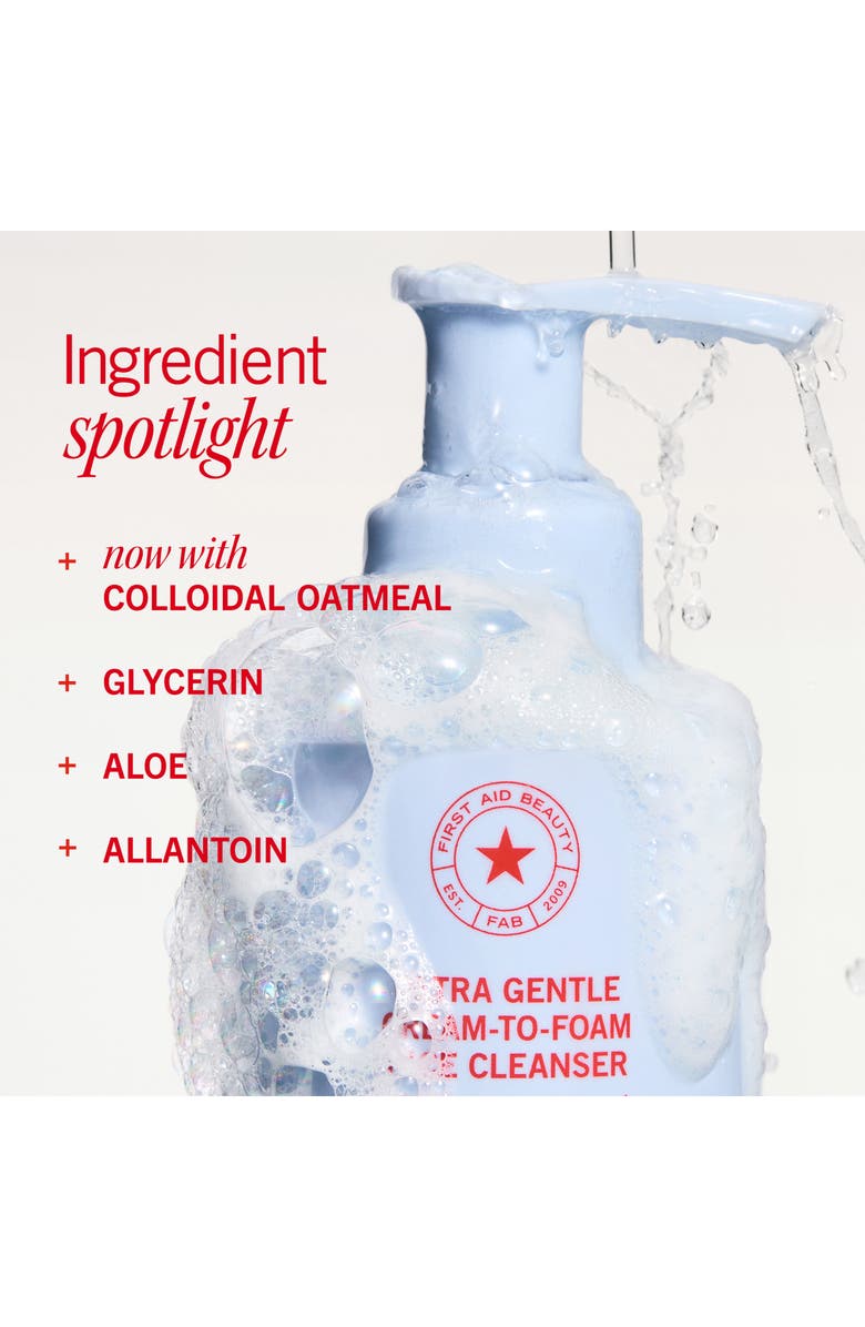 First Aid Beauty Ultra Gentle Cream-to-Foam Face Cleanser with Colloidal Oatmeal + Glycerin, Alternate, color,