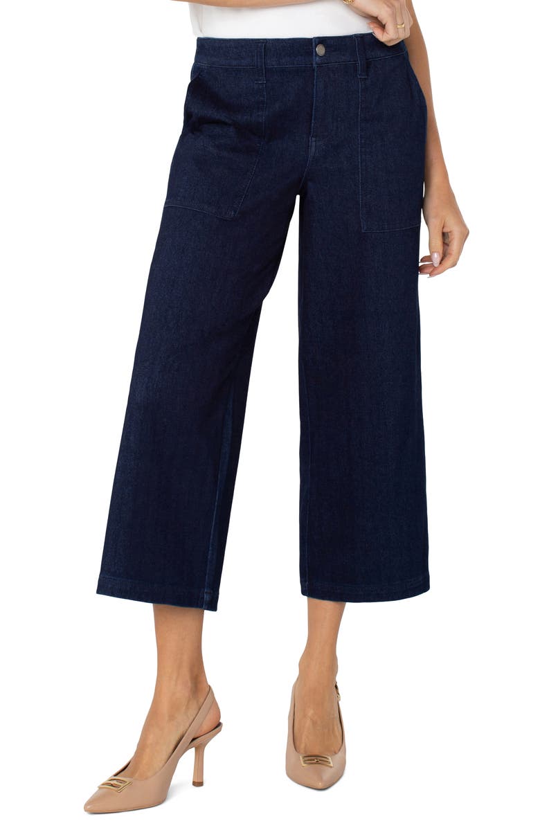 Liverpool Los Angeles High Waist Crop Wide Leg Cargo Jeans, Main, color, 