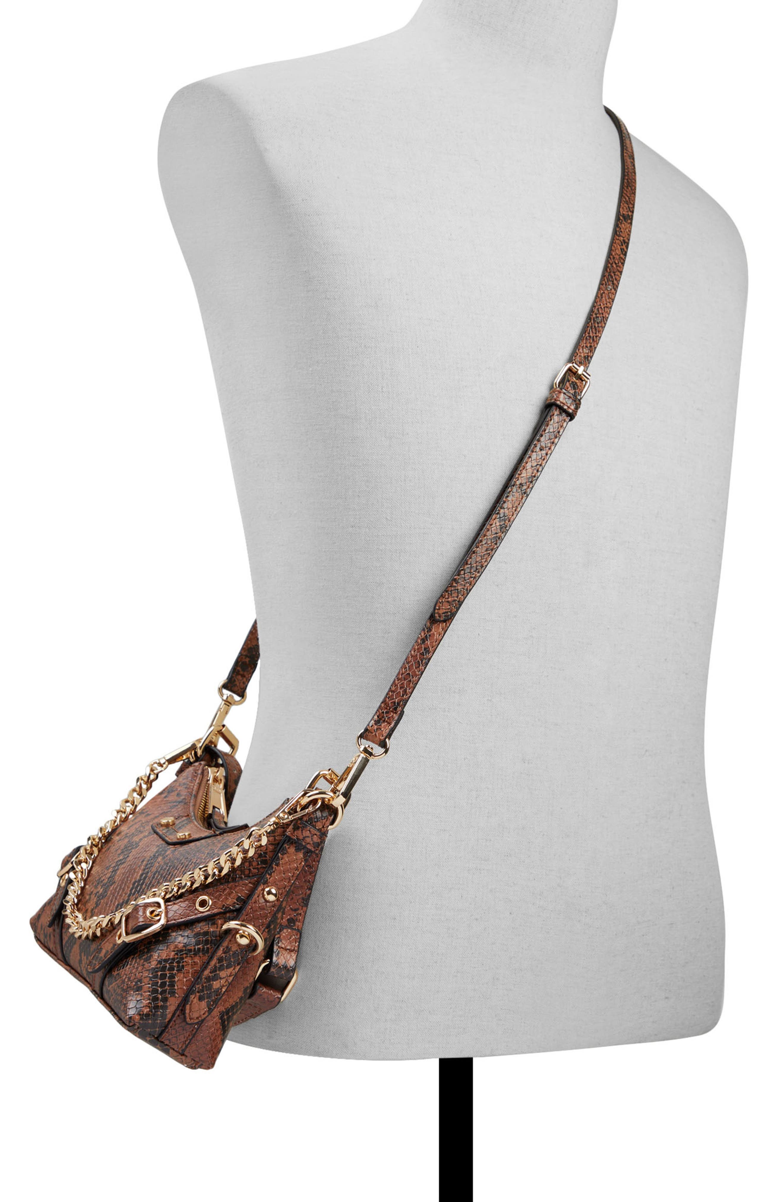ALDO Farelix Croc Embossed Faux Leather Shoulder Bag, Alternate, color, 