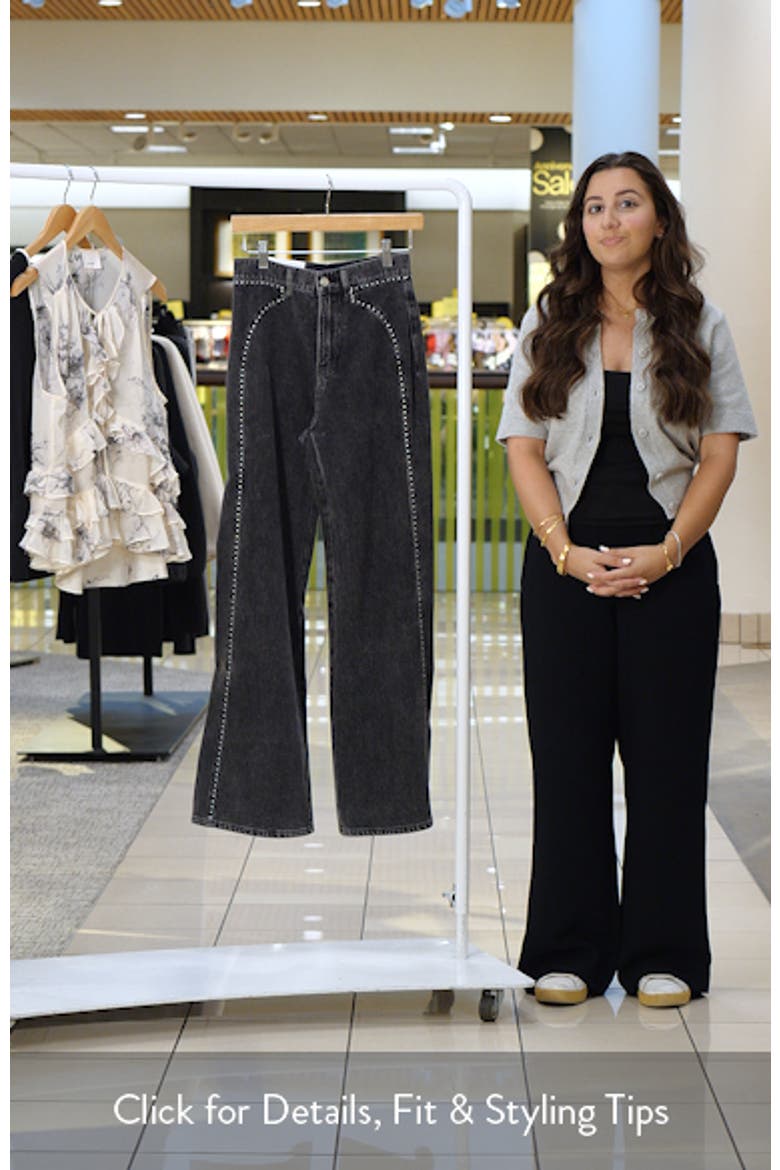 Grant Studded High Waist Wide Leg Jeans video