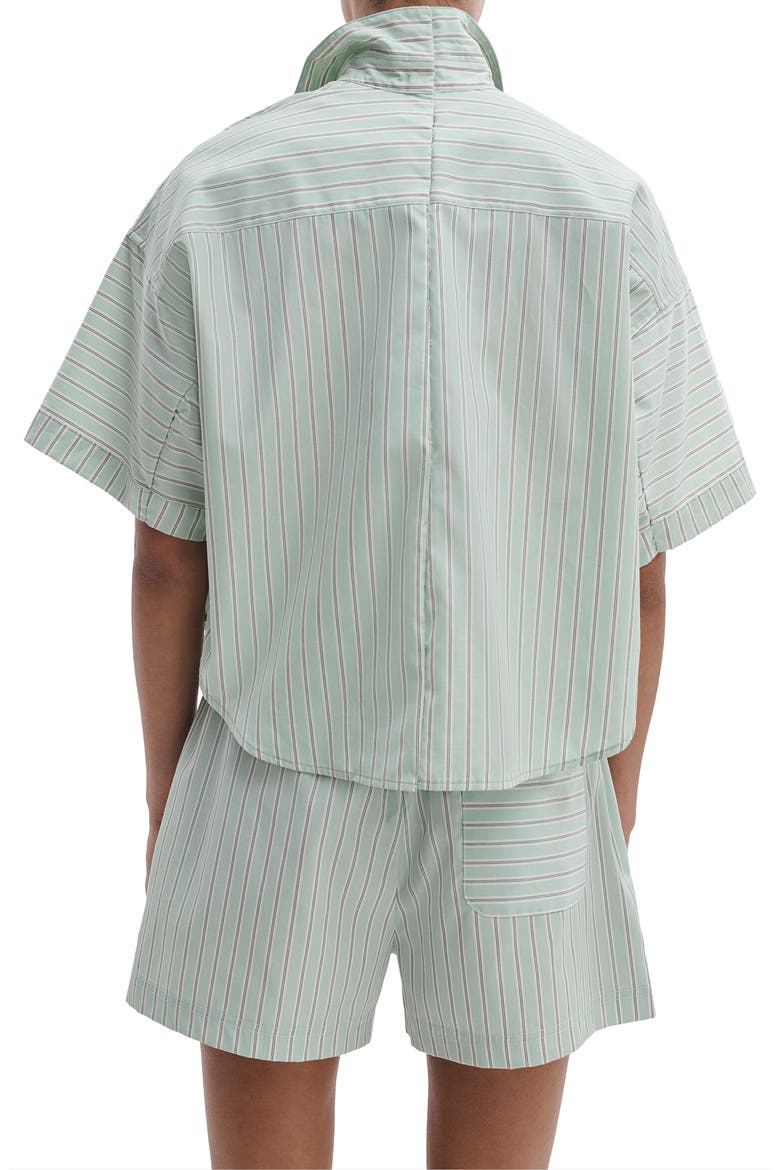 Marin Stripe Crop Button-Up Shirt, Alternate, color, GREEN STRIPE