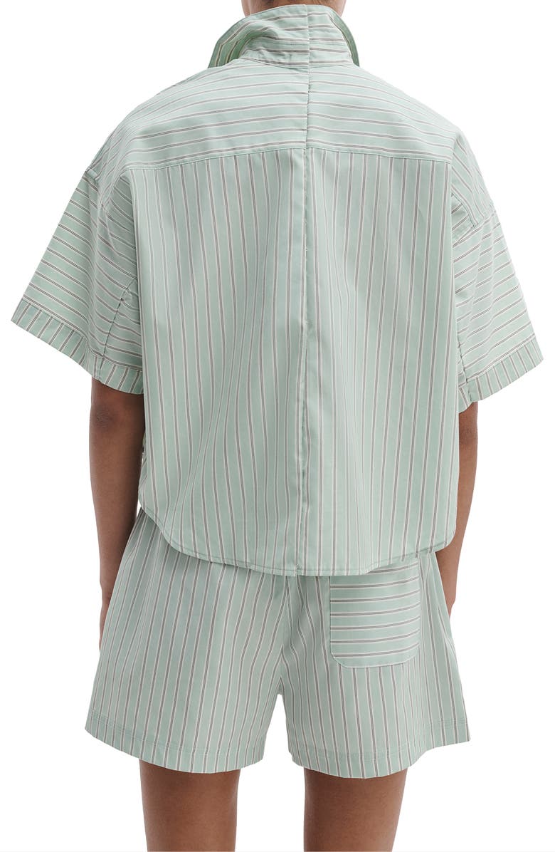rag & bone Marin Stripe Crop Button-Up Shirt, Alternate, color, Green Stripe