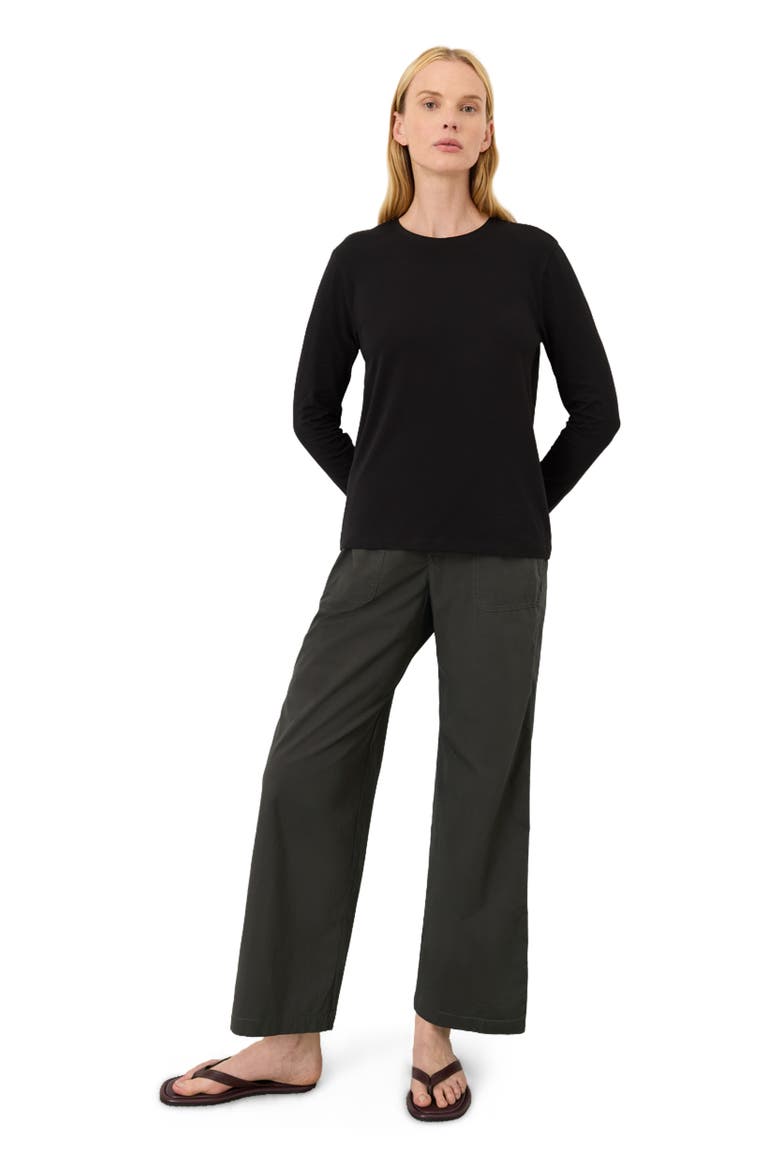 Luxe Essential Crewneck Long Sleeve Tee Made With Organic Cotton, Alternate, color, Black