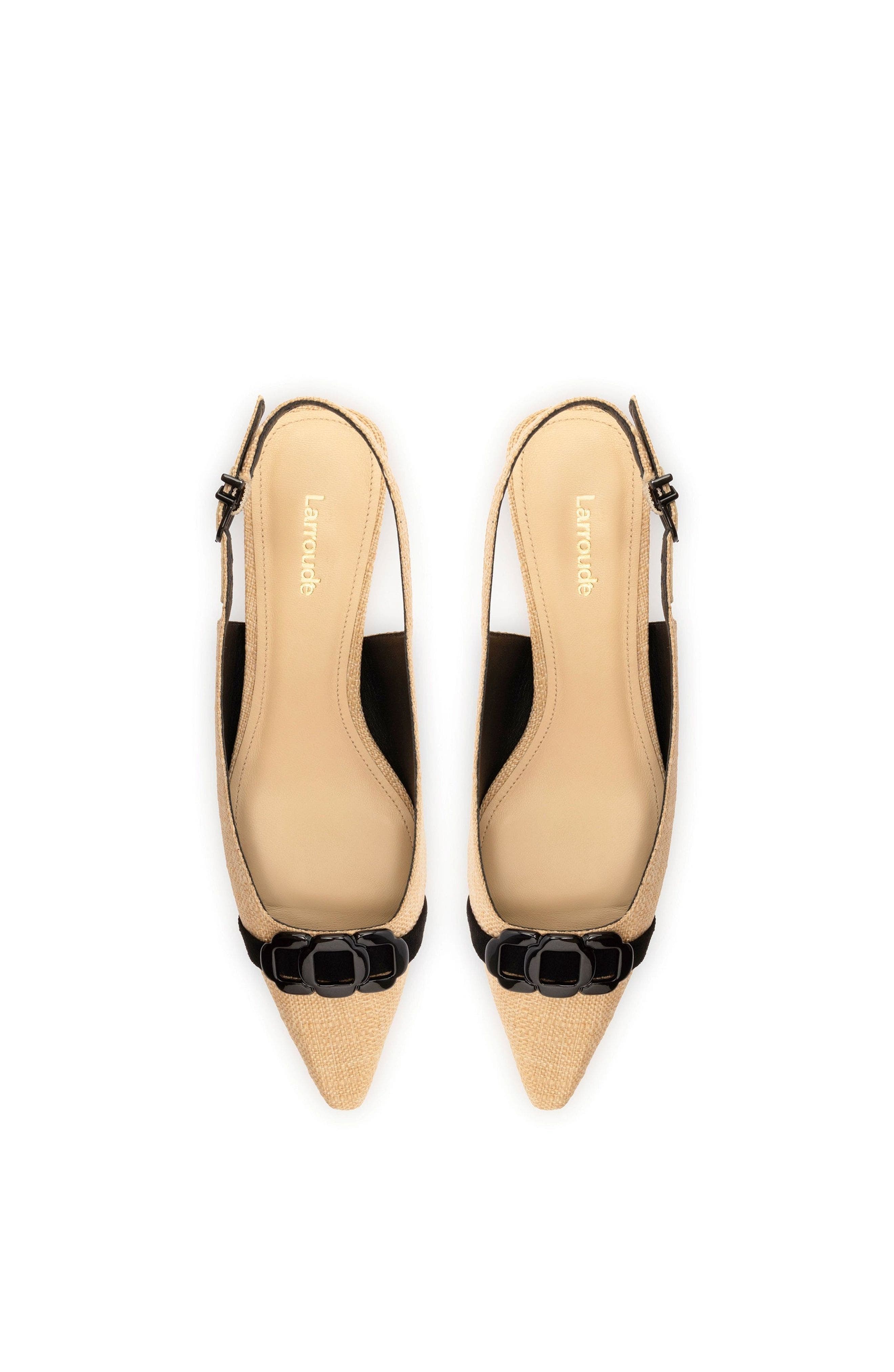 Larroudé Franca Pump, Alternate, color, Beige Raffia And Black