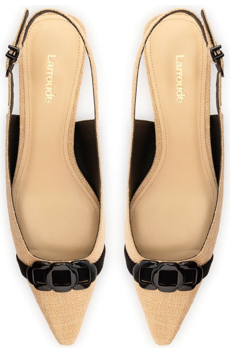 Larroudé Franca Pump, Alternate, color, Beige Raffia And Black