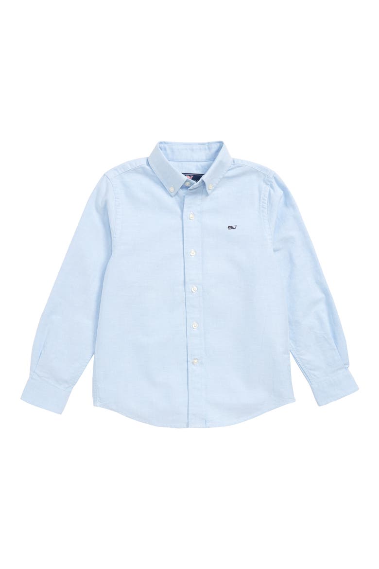 Kids' Button-Down Stretch Cotton Oxford Shirt, Main, color, OCEAN BREEZE