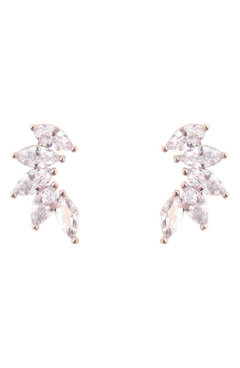 ZAXIE By Stefanie Taylor Marquise Cubic Zirconia Ear Crawlers, Main, color, Silver