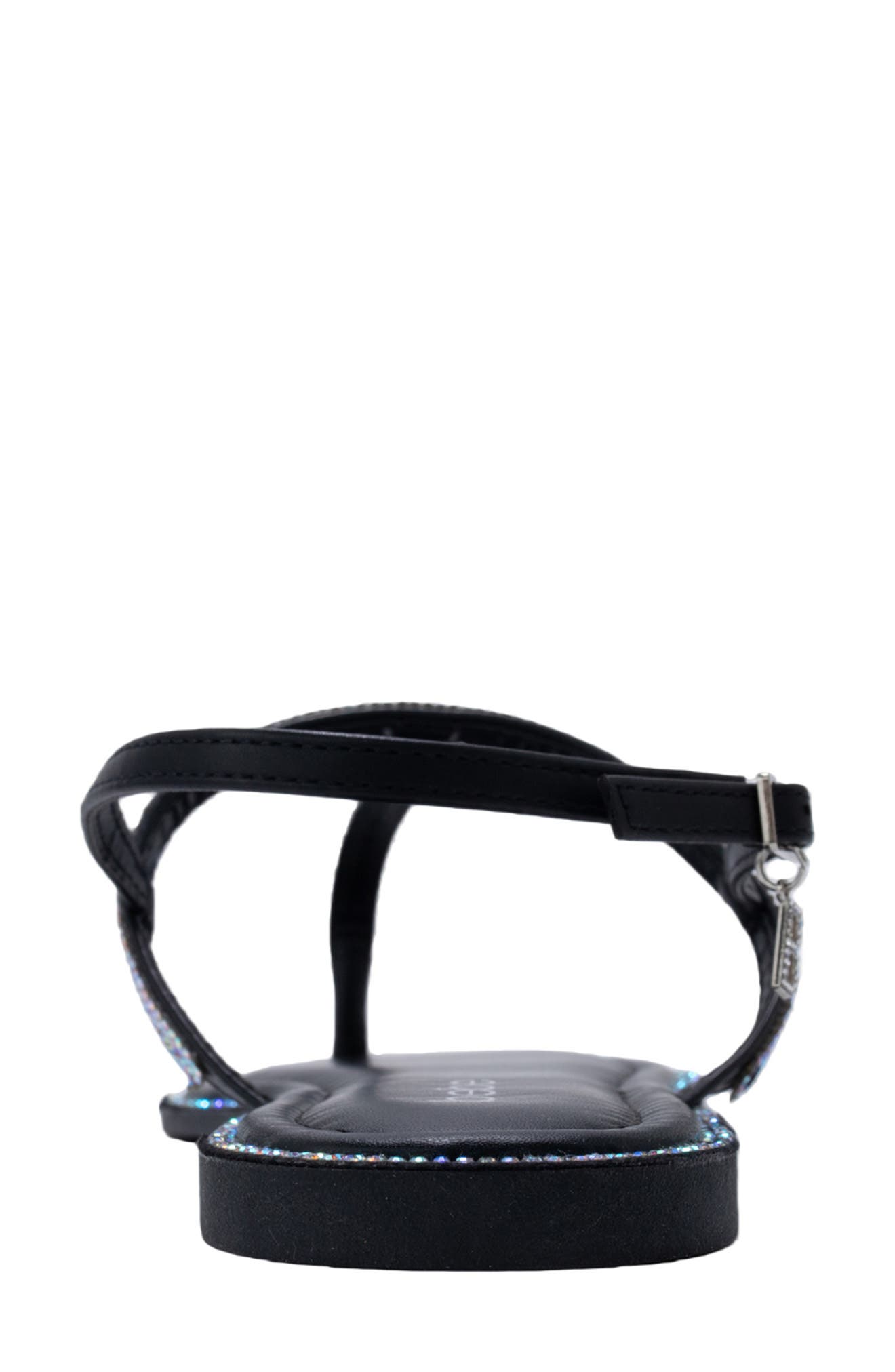 bebe Rhinestone T-Strap Sandal, Alternate, color, Black