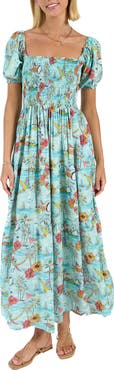 Kenny Flowers The Margaritaville Wastin' Away Again Smocked Maxi Dress