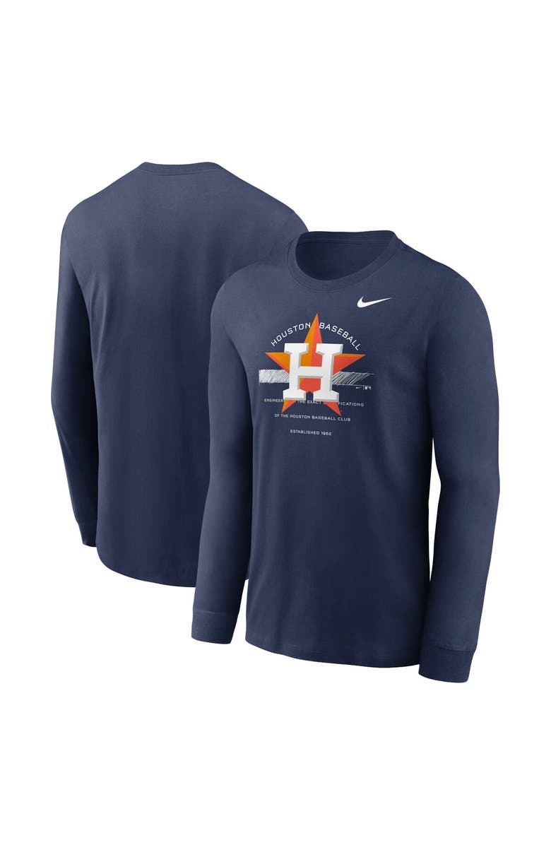 Nike Men's Nike Navy Houston Astros Over Arch Performance Long Sleeve T-Shirt, Alternate, color,