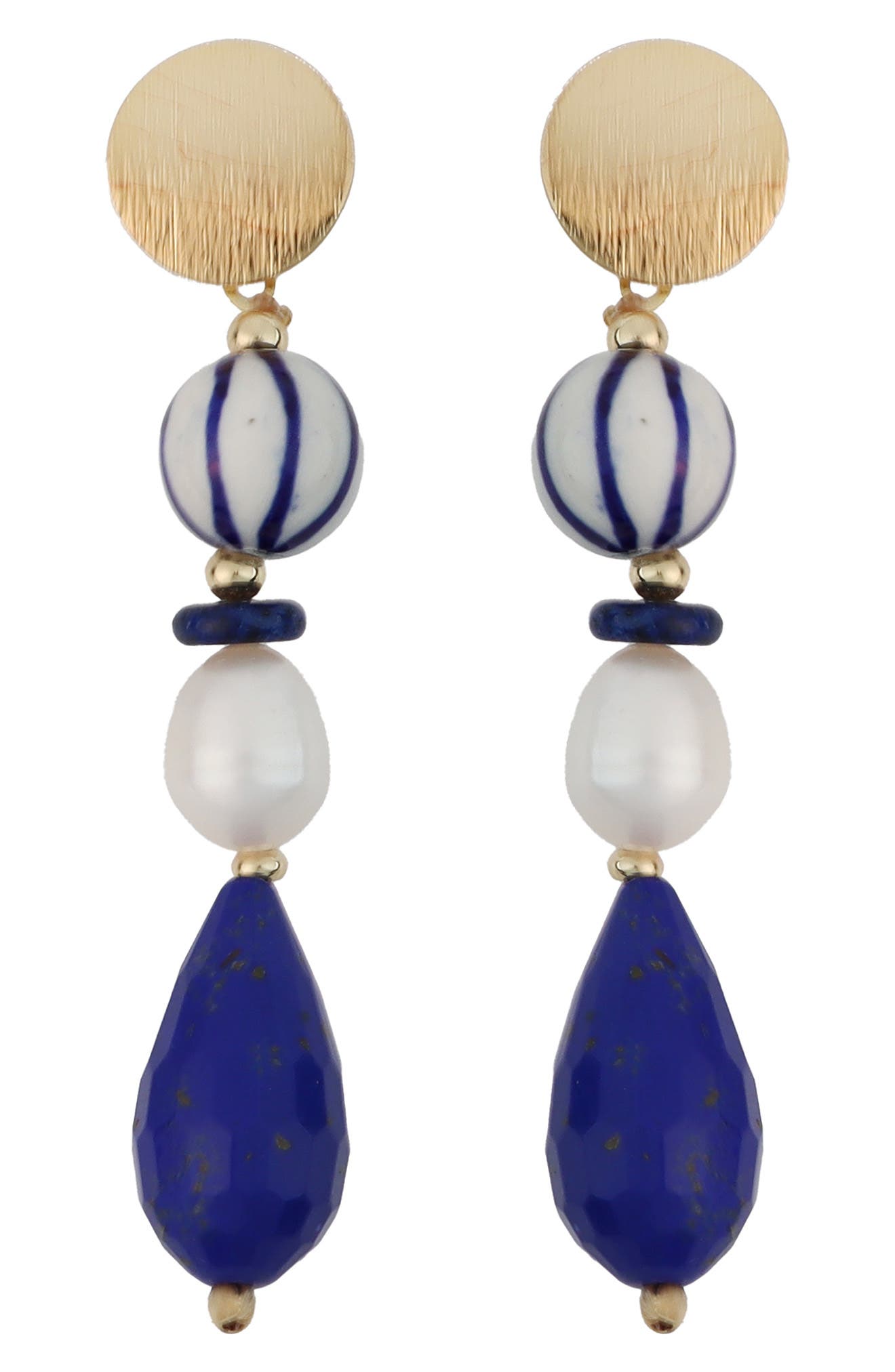 Panacea Freshwater Pearl & Stone Beaded Drop Earrings