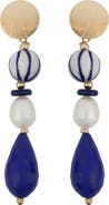 Panacea Freshwater Pearl & Stone Beaded Drop Earrings