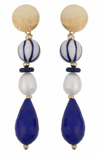 Panacea Freshwater Pearl & Stone Beaded Drop Earrings