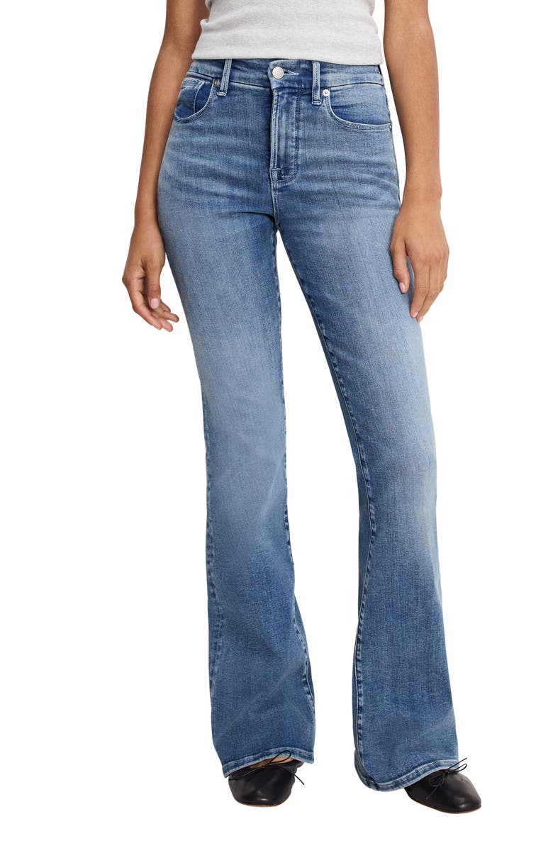 Good American Good Legs High Waist Flare Jeans, Main, color, Indigo1154