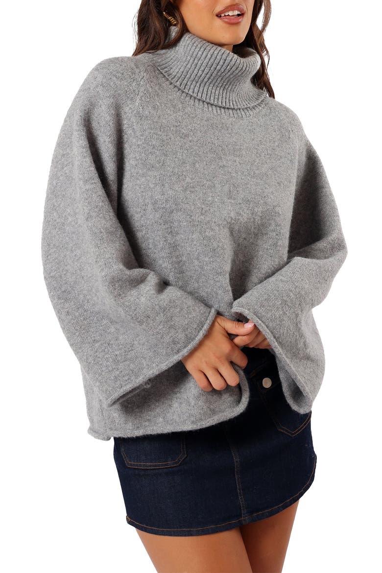Bindy Oversize Turtleneck Sweater, Main, color, GREY