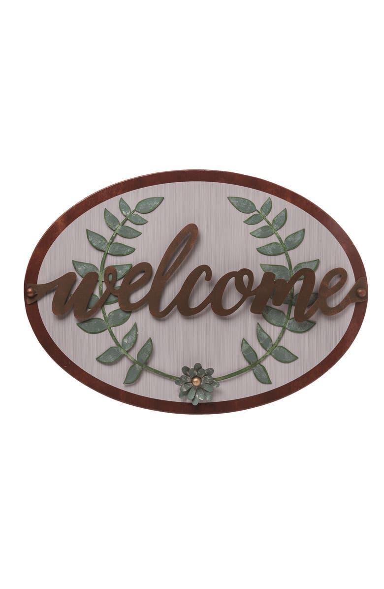 Transpac 23.63 Inch Multicolor Spring Layered Welcome Wall Decor Metal Sign Panels for Home Decoration, Main, color, Multicolored