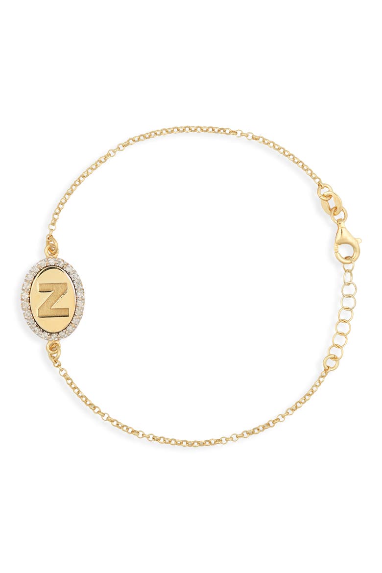 Diamond Initial Disc Bracelet, Main, color, YELLOW-Z
