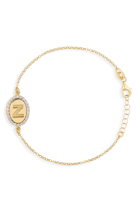 Diamond Initial Disc Bracelet