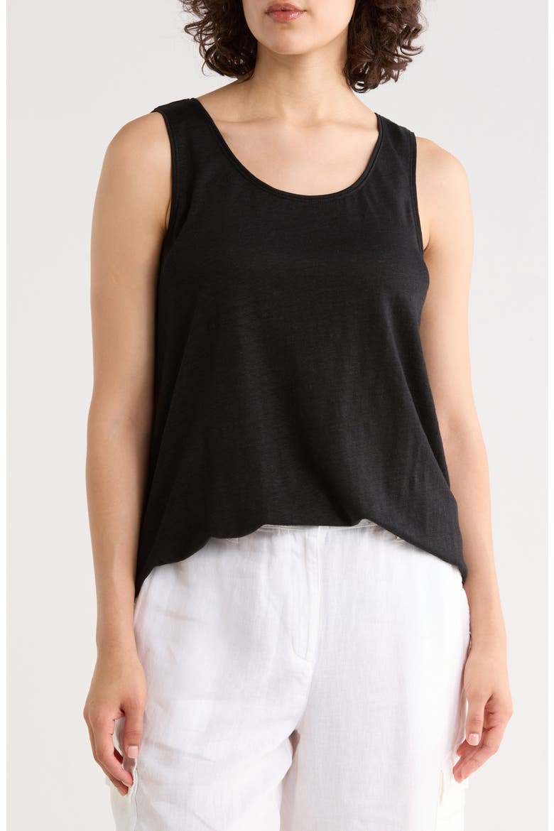 Organic Linen Tank, Main, color, BLACK