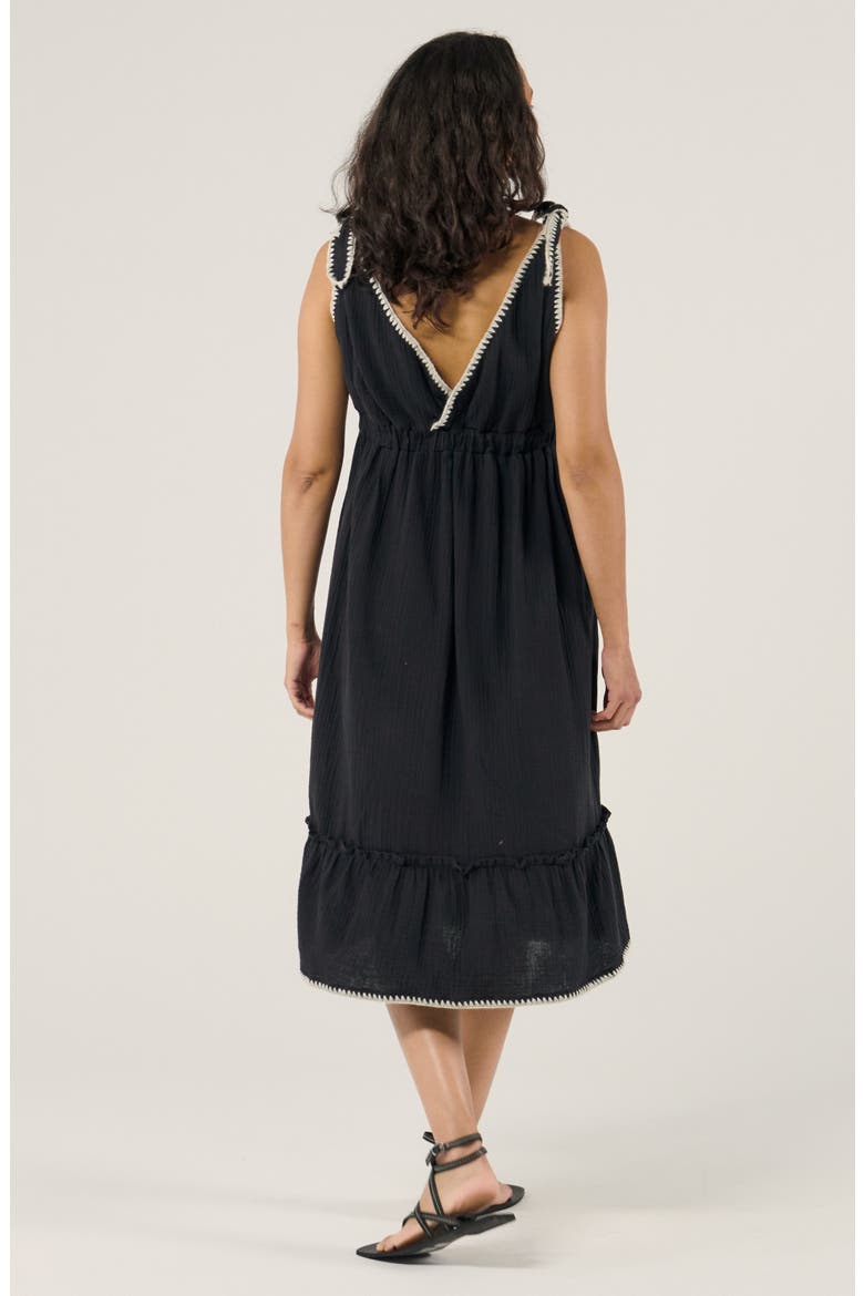 Maternity and Nursing Behemian Midi Dress Gaia, Alternate, color, Black