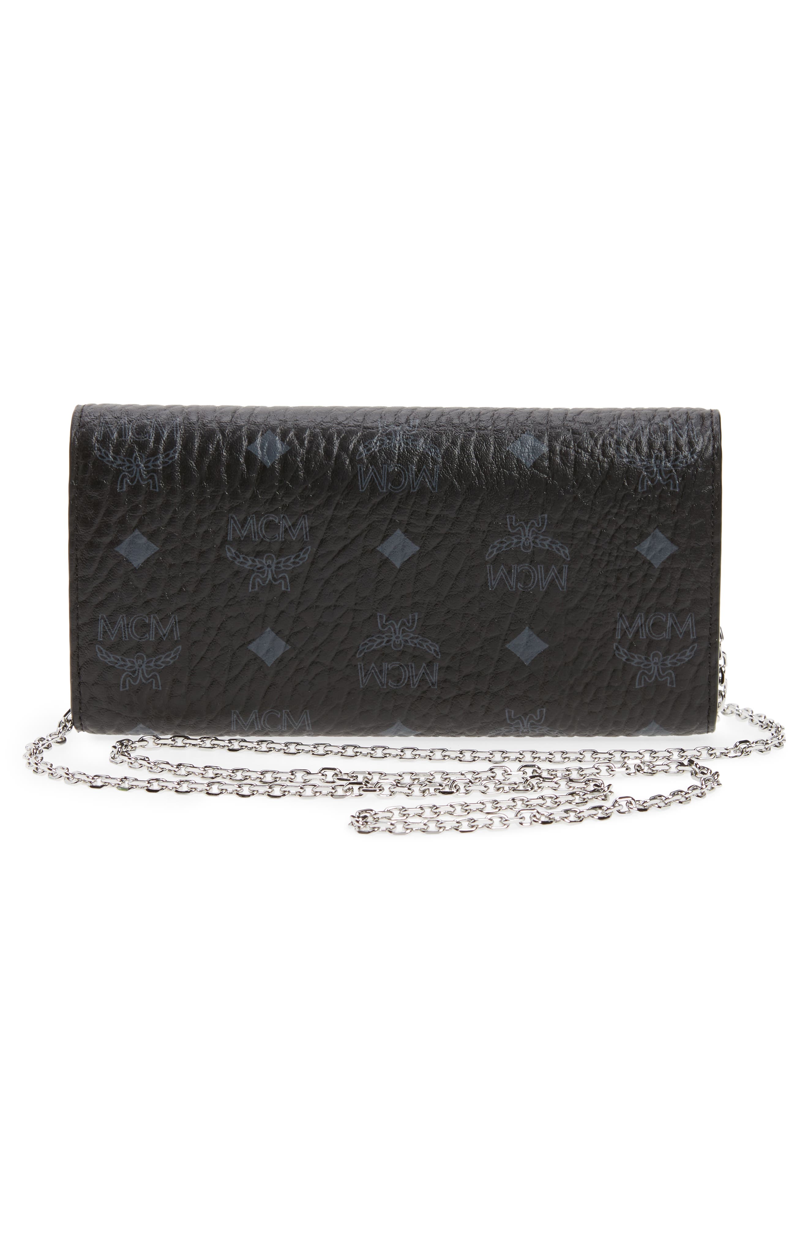 Coated Canvas Wallet on a Chain, Alternate, color, BLACK