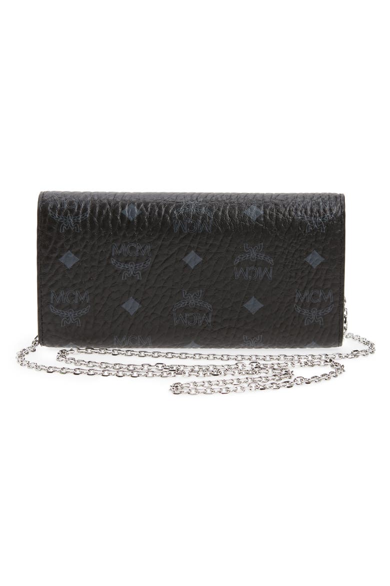 Large Patricia Visetos Canvas Wallet on a Chain, Alternate, color, BLACK