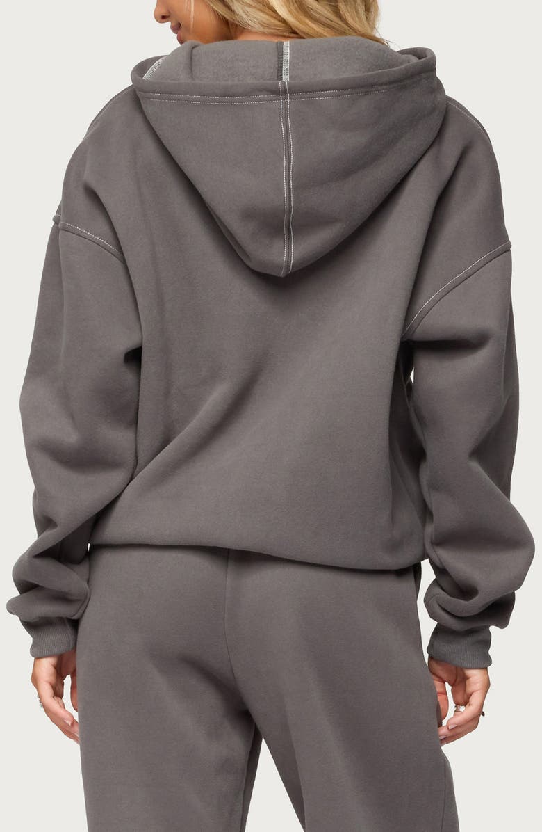 EDIKTED Mili Flower Logo Hoodie, Alternate, color, Gray