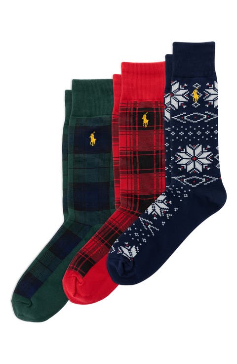 3-Pack Snowflake and Plaid Socks