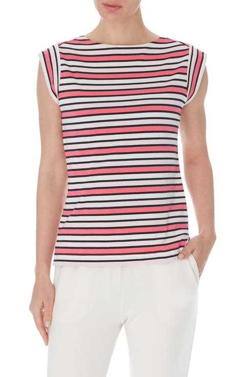Stripe Cap Sleeve Top