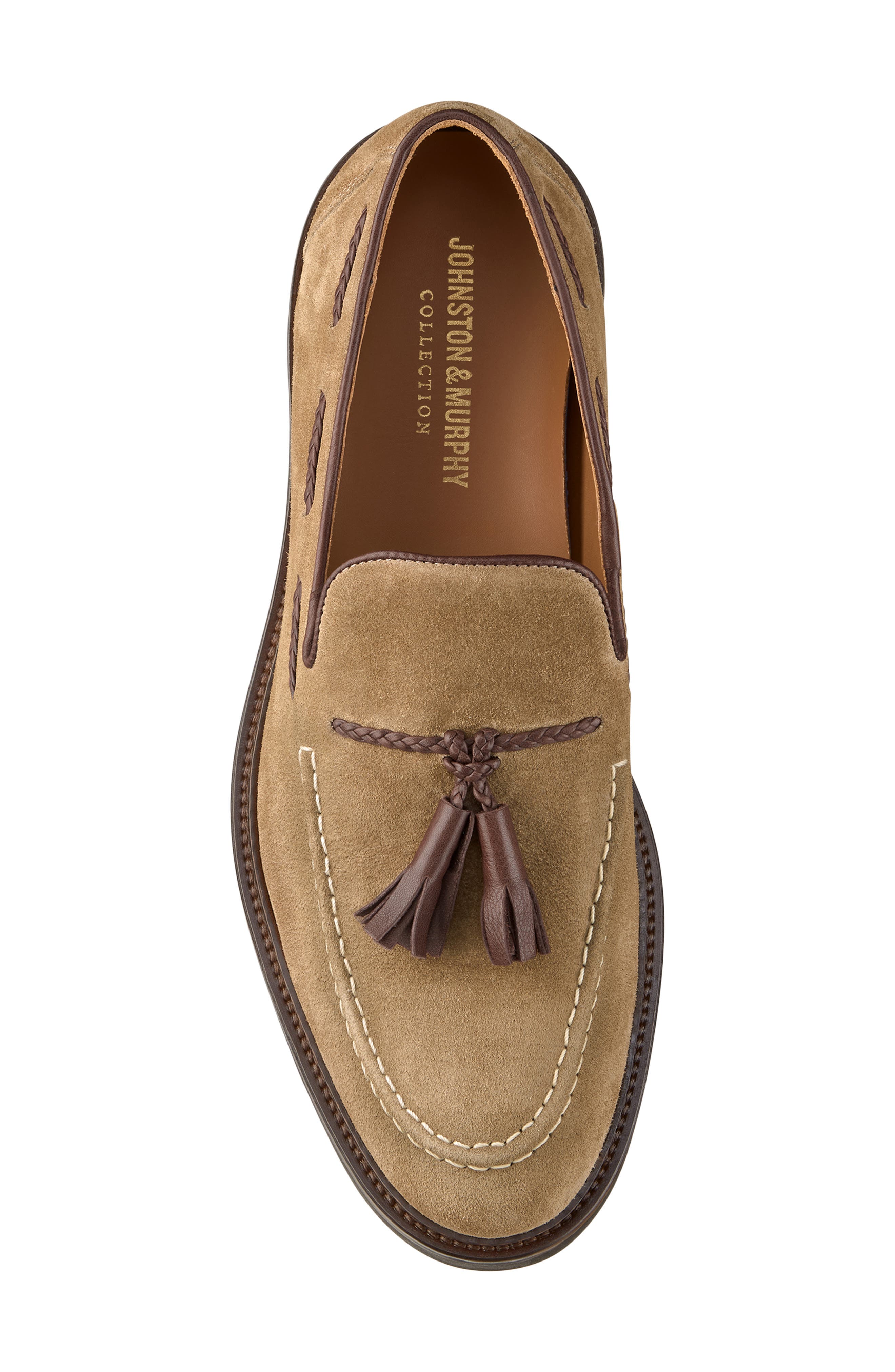 Johnston & Murphy Hartford Tassel Loafer, Alternate, color, Beige Italian Suede