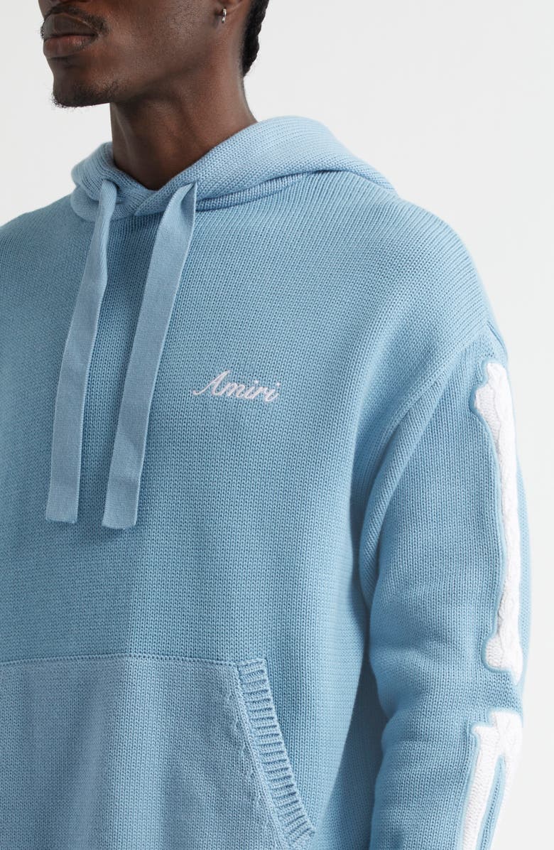 AMIRI Bones Cotton Sweater Hoodie, Alternate, color, 