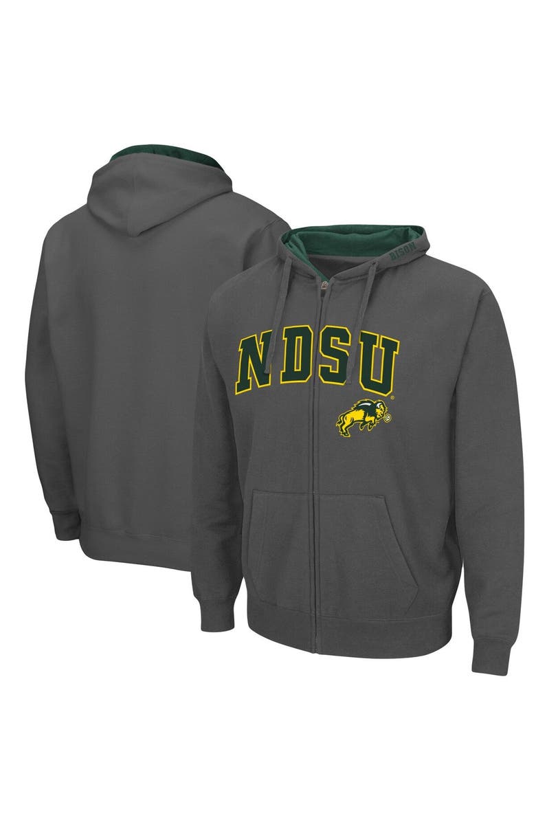 COLOSSEUM Men's Colosseum Charcoal NDSU Bison Arch & Logo 3.0 Full-Zip Hoodie, Main, color, Charcoal