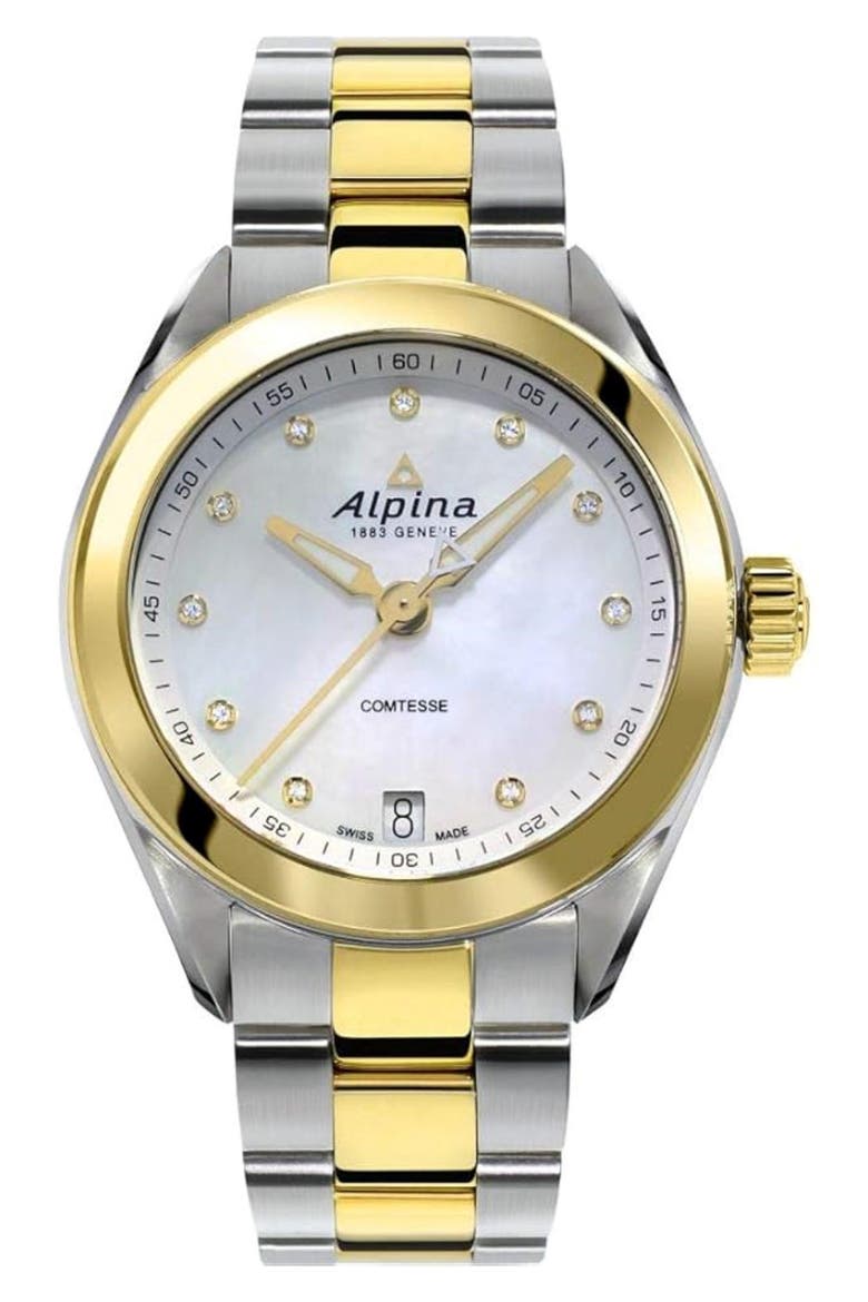 Comtesse Mother-of-Pearl & Diamond Bracelet Watch, 34mm, Main, color, TWO TONE