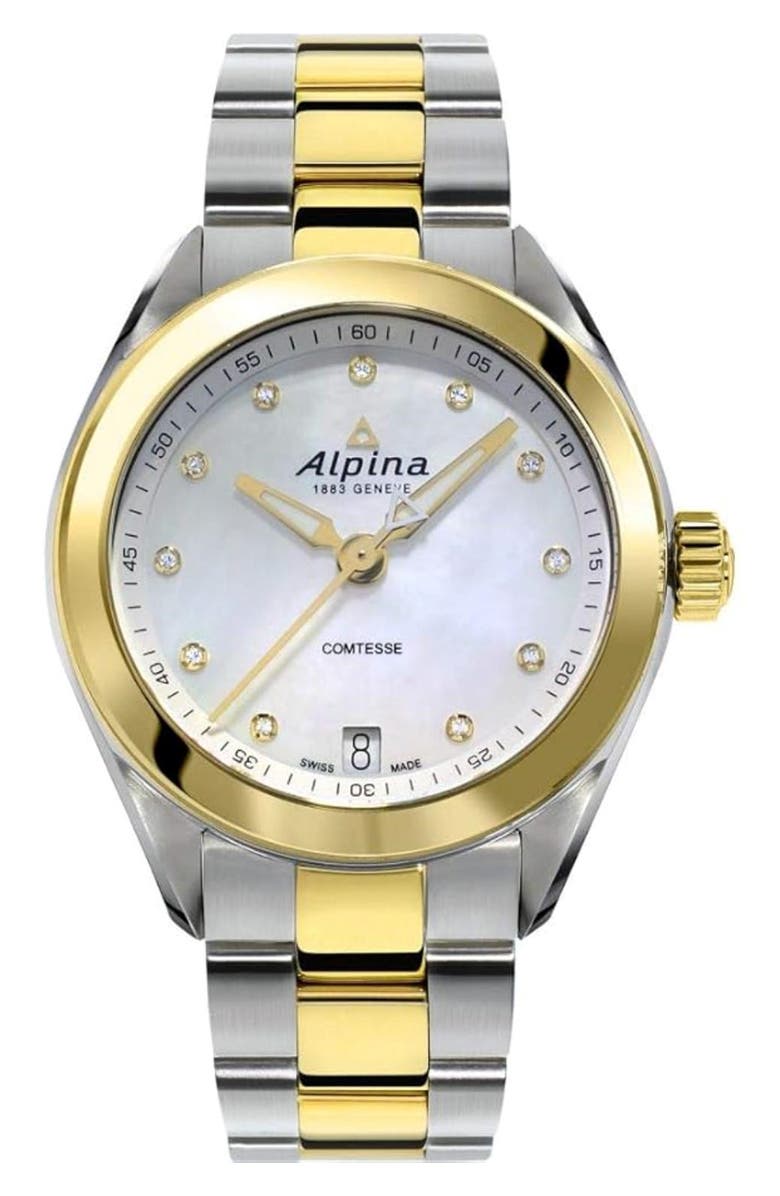 ALPINA Comtesse Mother-of-Pearl & Diamond Bracelet Watch, 34mm, Main, color,