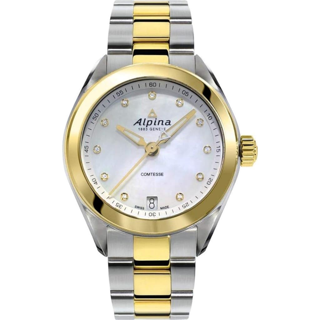 Alpina Comtesse Mother-of-pearl & Diamond Bracelet Watch, 34mm In Multi